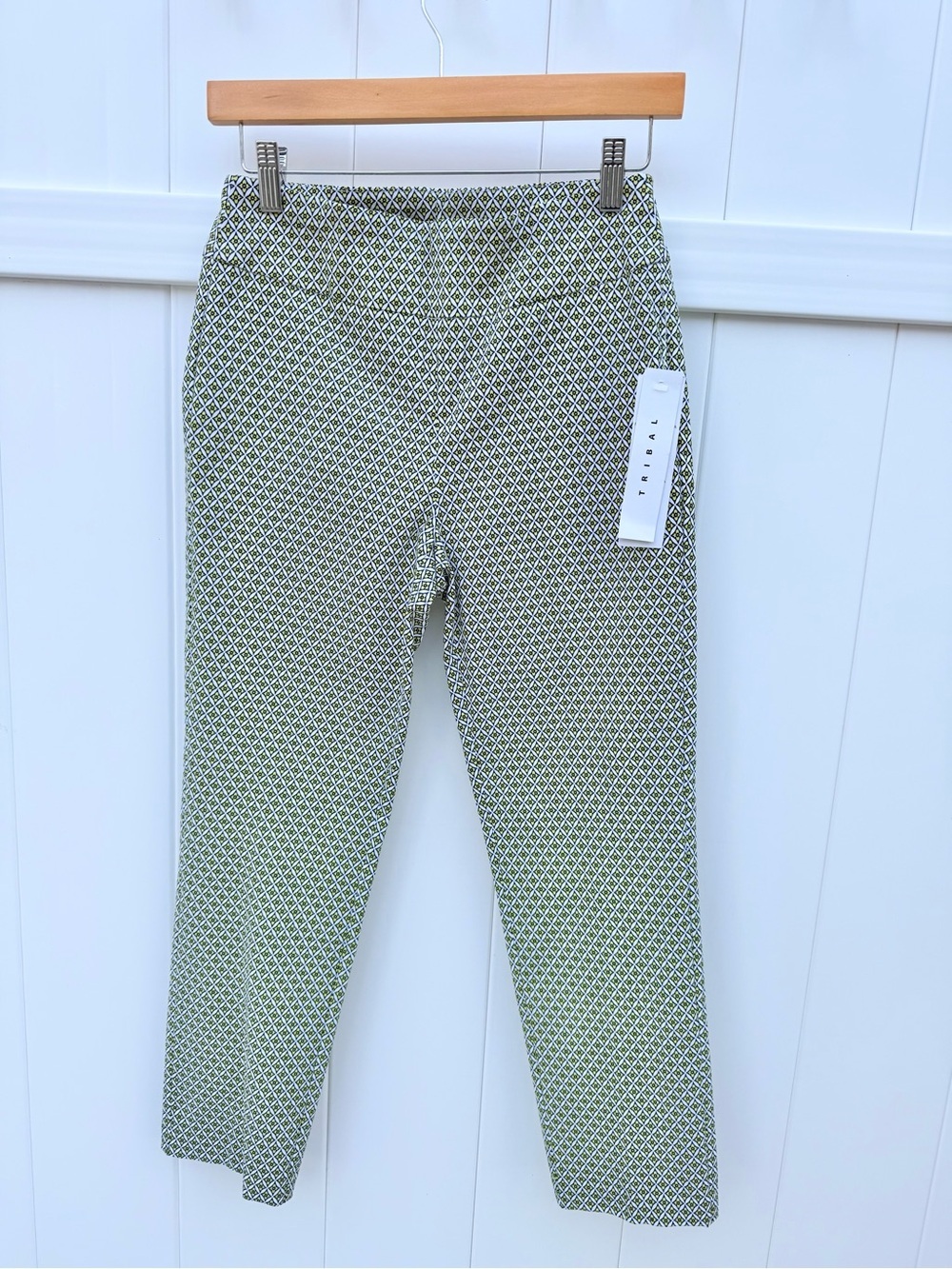 Tribal Green Geometric Ankle Pants